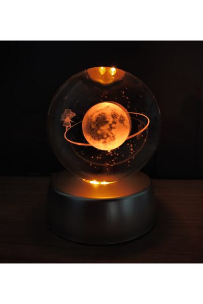 Genel Markalar 3d Samanyolu Galaksi Temalı Satürnlü Kız Işıklı Cam Küre &