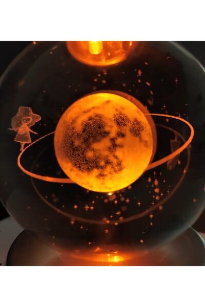 Genel Markalar 3d Samanyolu Galaksi Temalı Satürnlü Kız Işıklı Cam Küre &