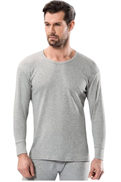 Anıt Erkek Gri Bisiklet Yaka Uzun Kollu Üst İçlik 1122