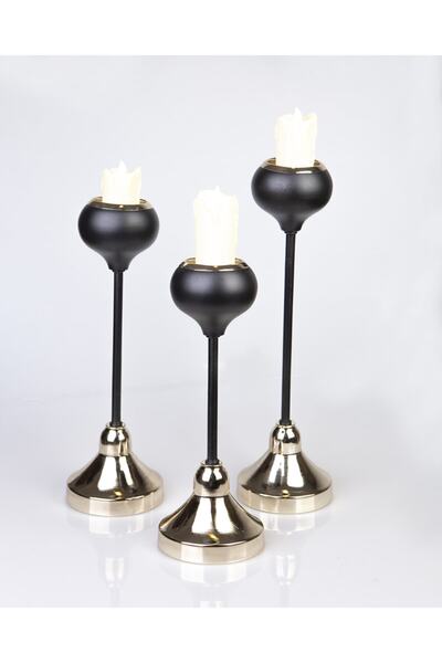 mba decor metal bending art 3 Lü Armut Siyah Gümüş Paslanmaz Şamdan Mumluk Ev...