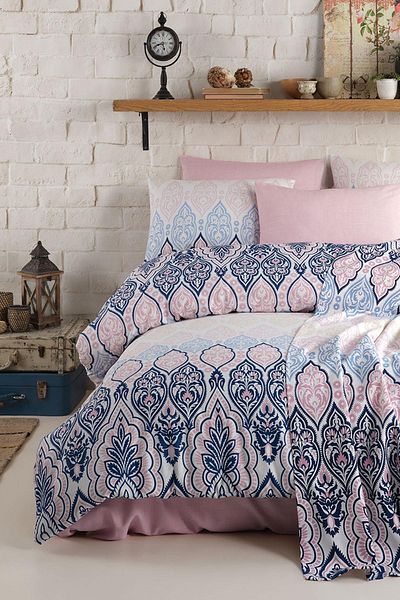 Cotton Life طقم بيكيه مطبوع مزدوج Mabel Pink