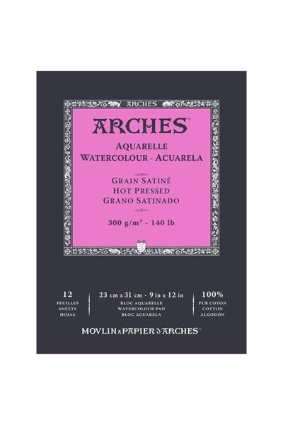 Arches Sulu Boya Blok Defter Hot Pressed 300g 12 Yaprak 23x31