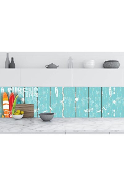 StickerArt Mutfak Tezgah Arası Folyo Fayans Kaplama Folyosu Surfing