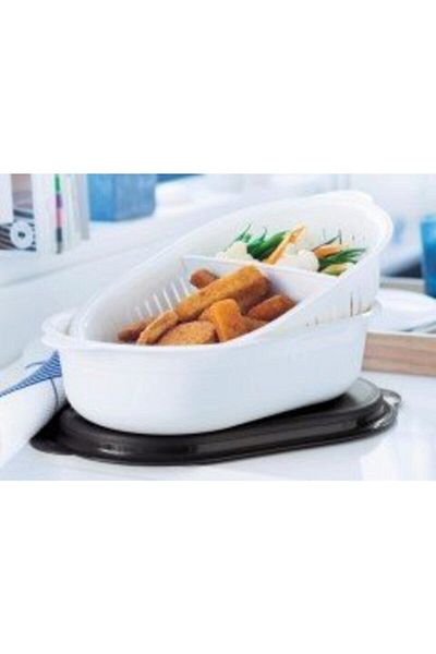 Tupperware Crystal Oval Serving 4 Lt - Black Lid