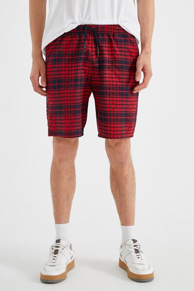Koton Rote karierte Shorts und Bermuda für Herren 1YAM41704BW