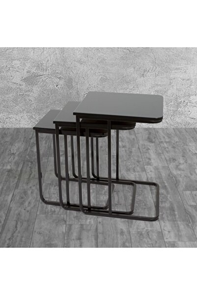 Veys Sehpa 3 Lü Statik Vegas Zigon Sehpa - Siyah - Tekerleksiz