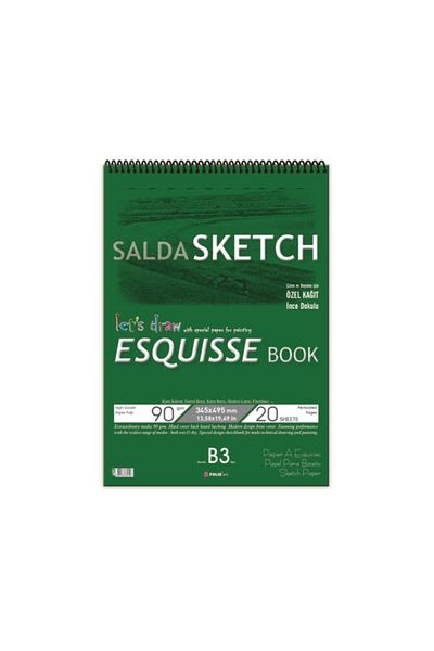 Folix Salda B3 Sketchbook - 34.5 x 49.5 Spiral, 90 Gr.20 Sheets Sketchbook