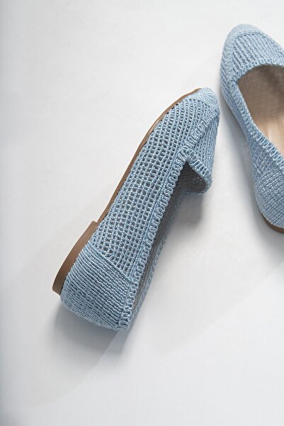 LuviShoes 101 kék kötött női balerinacipő