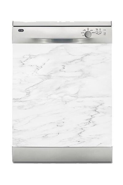 StickerArt Bulaşık Makinesi Sticker Kaplama Beyaz Eşya Kaplama Beyaz Mermer D...