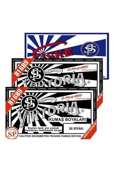 Viktoria Kumaş Boyası Siyah 2 Adet+Fiske Sabitleme 1 Adet