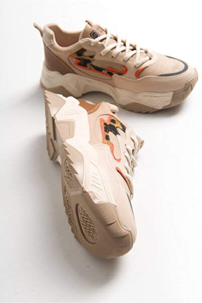 LuviShoes 65100 Bej Desenli Kadın Spor Ayakkabı