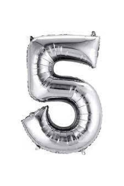 Dipak بالون فضي برقم 5 بوصة 40 سم (16 بوصة) فضي 16 بوصة 5