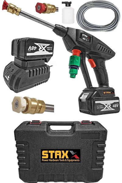 STAXX POWER 48v 10ah Şarjlı Oto Yıkama Makinesi 50 Bar Akülü Basınçlı Oto Yıkama
