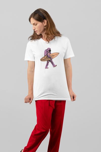 ErTaPassage Astronaut alb cu imprimeu Femeie tricou - T4368622