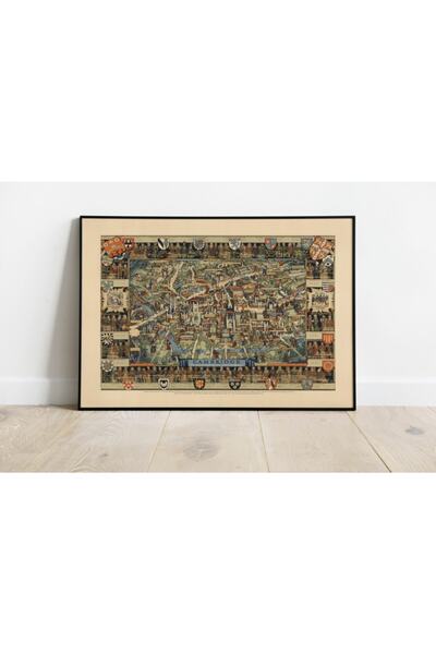 Pegziz Cambridgeshire 1948 Διακοσμητικός Χάρτης Πόλης - Αφίσα 60x90cm