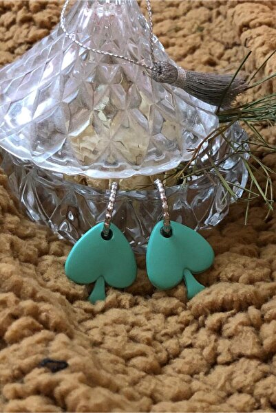 Leerybee Matte Water Green Color Antiallergic Spade Earrings