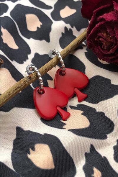 Leerybee Matte Red Color Antiallergic Spade Earrings