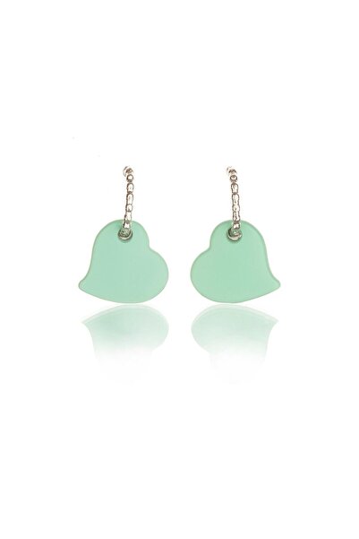 Leerybee Water Green Color Antiallergic Heart Earrings