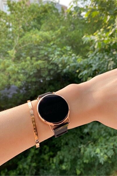 ÇENÇEN Unisex Siyah Kordon Rose Renk Çelik Kasa Dijital Dokunmatik Led Ekran ...