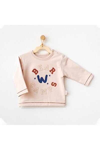 andywawa Bebek Bej Bear Camp İçi Pamuk Kışlık Sweatshirt