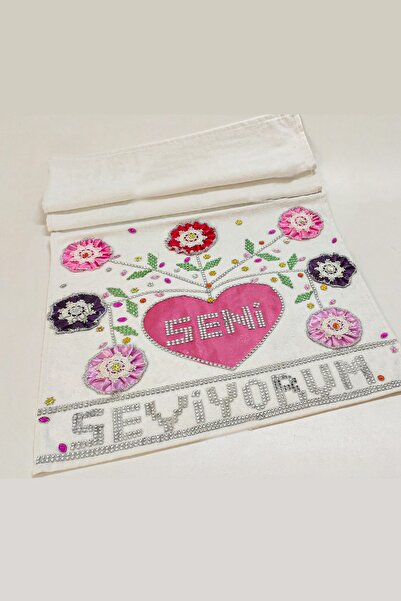 Çt Çeyizci Tekstil Seni Seviyorum Yazılı Çeyizlik Havlu El Işi