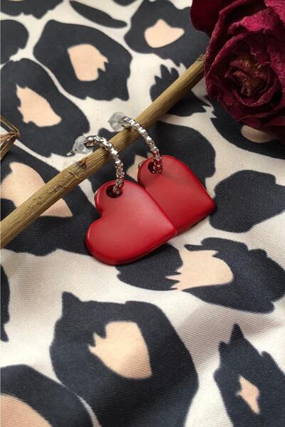 Leerybee Matte Red Color Antiallergic Heart Earrings