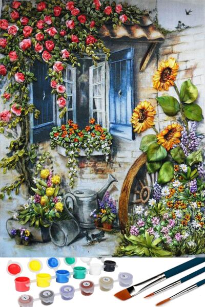 abbara Saklı Bahçe Sayılarla Boyama Tablo Seti Kanvas Fırça Boya Dahil 40x50 Cm