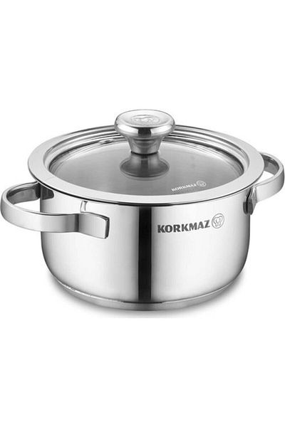 KORKMAZ Minika Inox 3 Piece Induction Steel Pot Pan Food Set