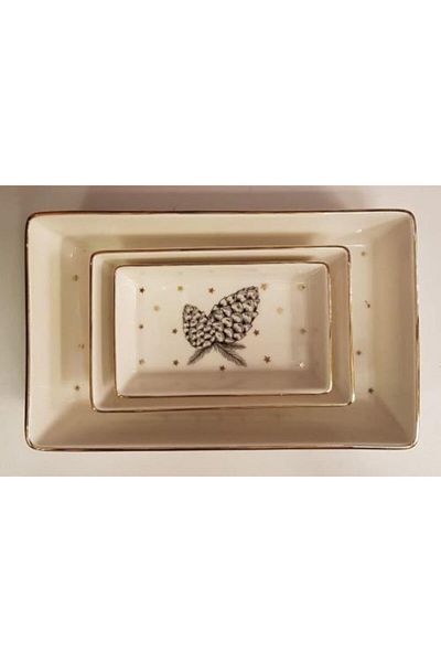 Porland Set of 3 Forest Rectangular Breakfast Appetizer Plates
