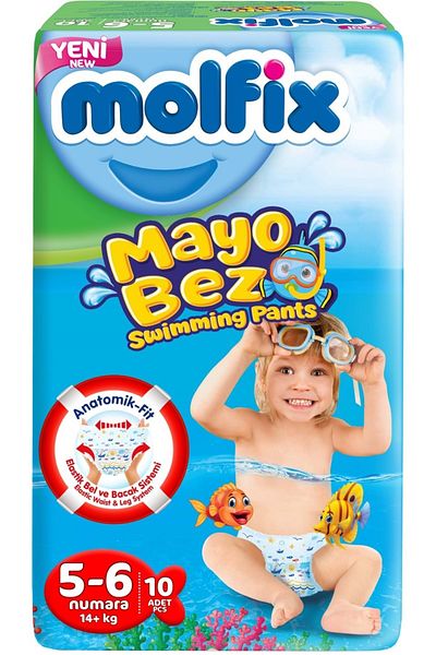 Molfix Swimming Pants (Swimsuit Cloth) Size:5-6 (14+kg) 40 Pieces