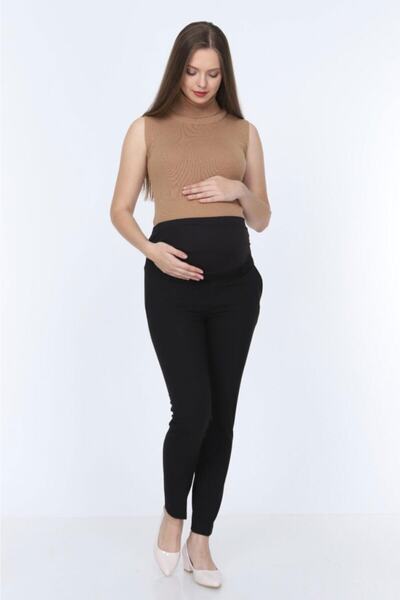 HaiModa Hamile Dar Paça Kumaş Siyah Pantolon