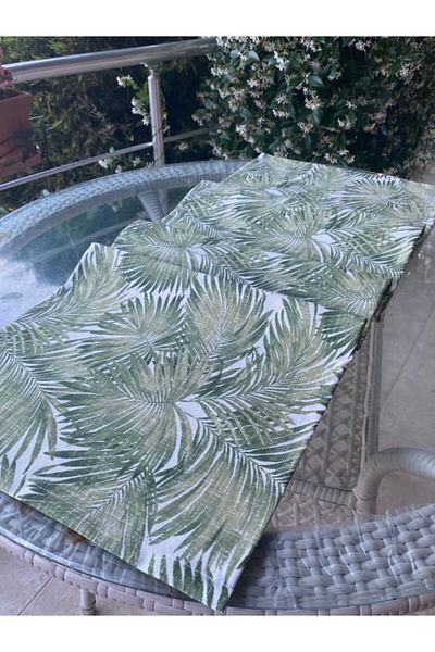 ZEYHOME Runner de rață cu model de palmier alb verde