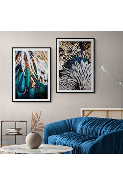 Tek Tasarım Set de pictură din lemn înrămat decorativ 2 buc