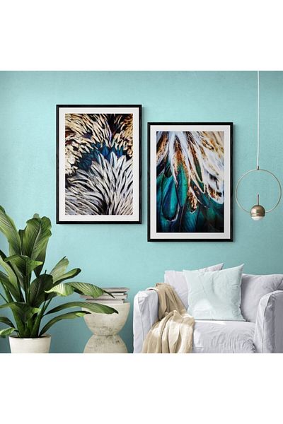 Tek Tasarım Set de pictură din lemn înrămat decorativ 2 buc