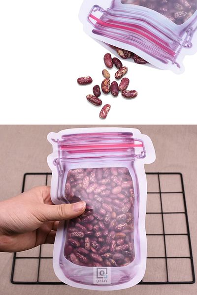 QNİAY Lockable Refrigerator Storage Bag (1 Piece) 500 Ml Bag with Snap Fasteners Home Travel Picnic Type