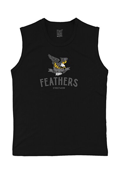 Raf Coll Tricou fără mâneci cu imprimeu digital Black Eagle pentru bărbați