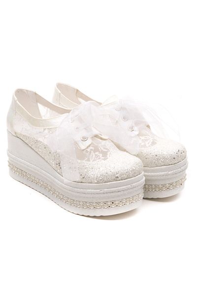 Ayakkabı Tutkusu Stilo ® Pantofi de rochie de mireasa confortabili - Talpa usoara de 8 cm cu dantela si siret