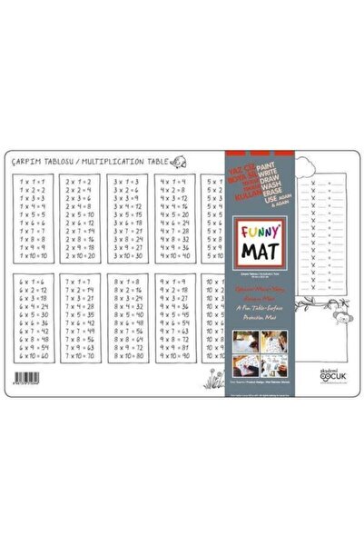 Akademi Çocuk - Funny Mat Funny Mat 48x33 Cm Çarpım Tablosu Yaz Sil Boyama