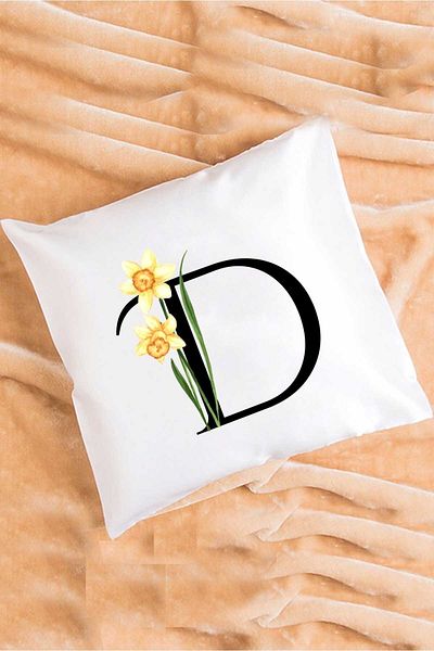 Hedizu Floral Letter D Pillow