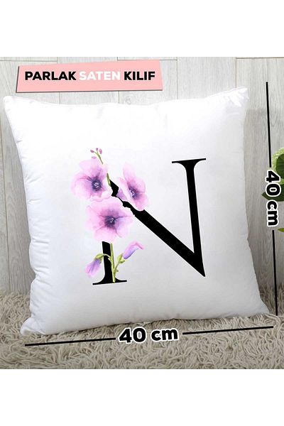 Hedizu Pernă florală cu litera N