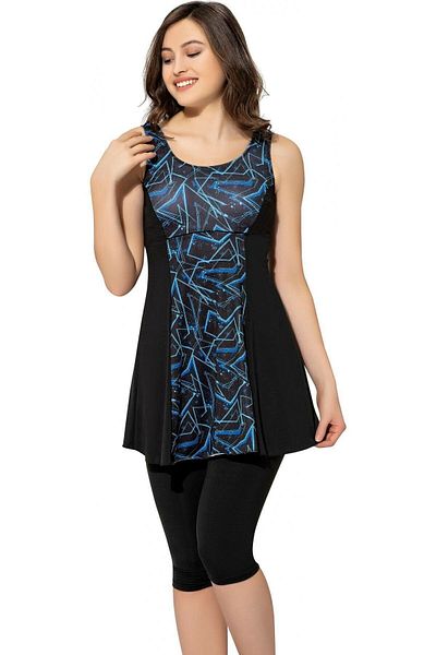 Argisa Rochie de damă cu modele, rochie, costum de baie 6515, cu model, negru, mărime mare