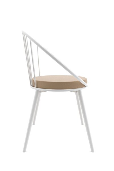 Evdemo Eylül Metal Tel Sandalye Beyaz Kahve