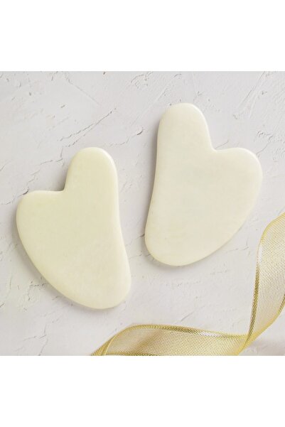 Fulia Beyaz Yeşim Taşı Gua Sha Doğal Taş Masaj Aleti White Jade Gua Sha