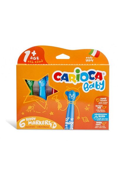 CARIOCA Teddy Jumbo Felted Crayons for Babies 6 Pack 42815