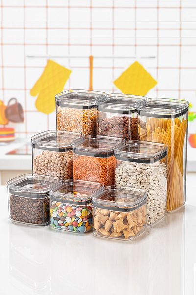 FİTHOME 9 Pieces Full Vacuum Transparent Food Storage Container Set