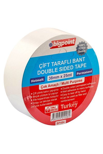 Bigpoint Double Sided Tape 38 mm X 25 m Box of 12