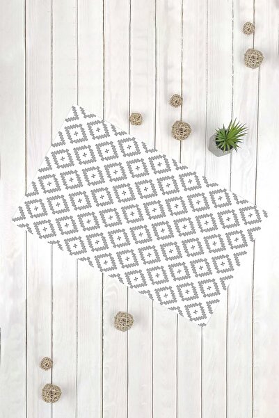 Evsebu Serrated Motif Gray White Non-Slip Base Mat
