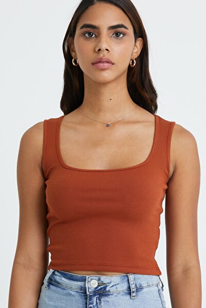 AYSU Smeđa četvrtasti izrez Skraćeni kroj lopta - remen bustier