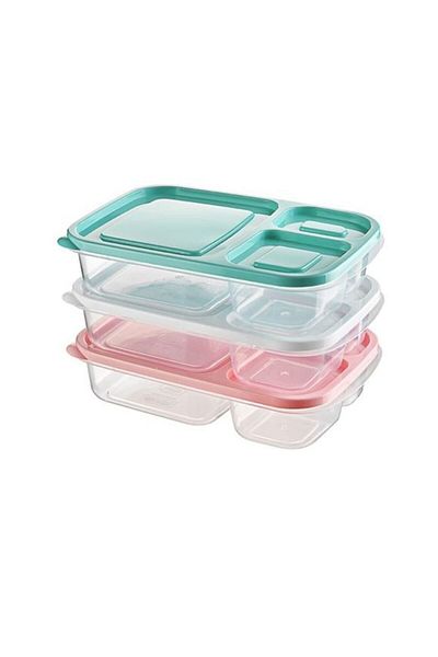 5DM 3 Compartment Expiry Bowl Practical Easy Food Diet Storage Food Container - 3 Pieces