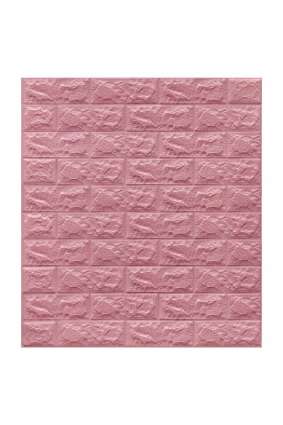 Renkli Duvarlar Kendinden Yapışkanlı Sünger Pembe Tuğla Duvar Paneli 70x77 Cm...